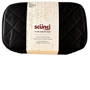 NWT Scunci Black Quilted Cosmetic Bag